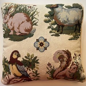 12 x 12 Tapestry Pillow 💰SALE with animals - Bird Sheep Squirrel Bunny/Spring